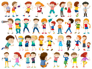 Set of kids white background