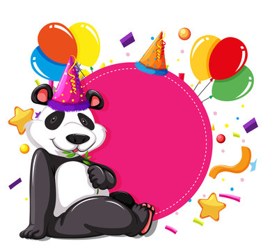 Party panda on pink card