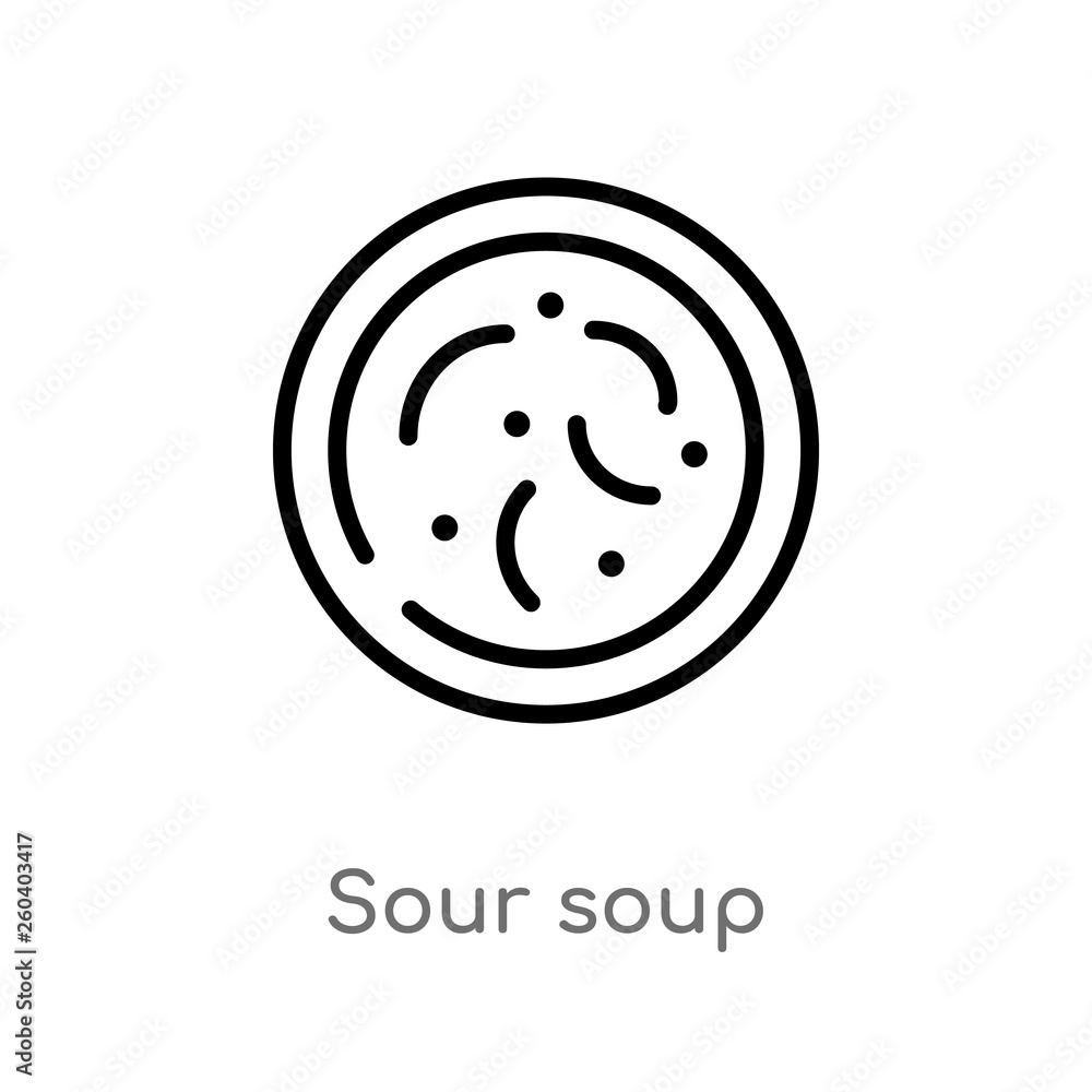 Poster outline sour soup vector icon. isolated black simple line element illustration from food and restaur