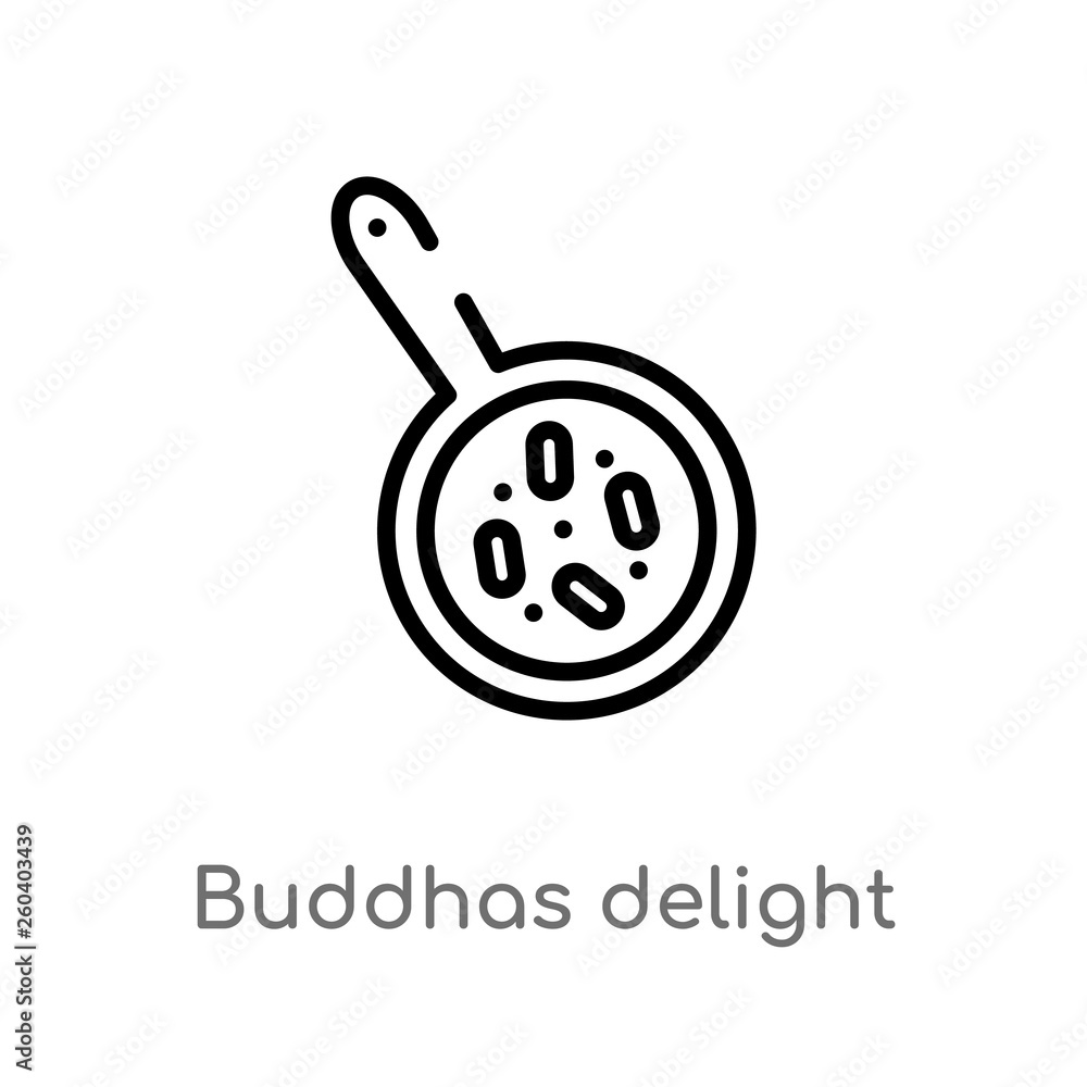 Poster outline buddhas delight vector icon. isolated black simple line element illustration from food and r
