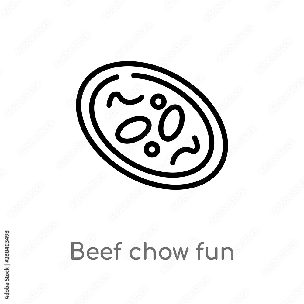 Poster outline beef chow fun vector icon. isolated black simple line element illustration from food and res