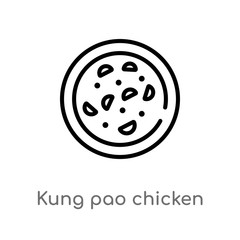 outline kung pao chicken vector icon. isolated black simple line element illustration from food and restaurant concept. editable vector stroke kung pao chicken icon on white background