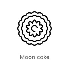 outline moon cake vector icon. isolated black simple line element illustration from food and restaurant concept. editable vector stroke moon cake icon on white background