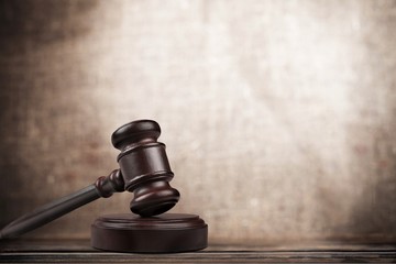 Law scales on table background. Symbol of justice