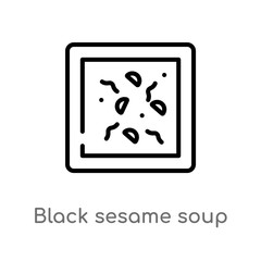 outline black sesame soup vector icon. isolated black simple line element illustration from food and restaurant concept. editable vector stroke black sesame soup icon on white background