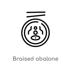 outline braised abalone vector icon. isolated black simple line element illustration from food and restaurant concept. editable vector stroke braised abalone icon on white background