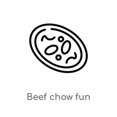 outline beef chow fun vector icon. isolated black simple line element illustration from food and restaurant concept. editable vector stroke beef chow fun icon on white background