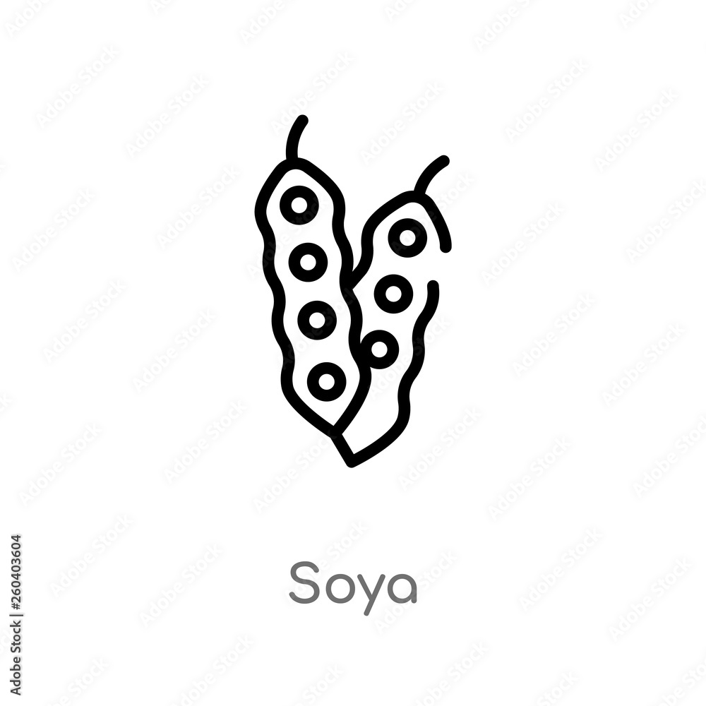 Poster outline soya vector icon. isolated black simple line element illustration from food and restaurant c