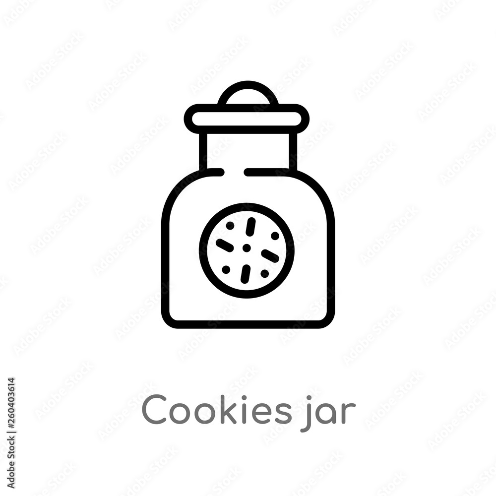 Poster outline cookies jar vector icon. isolated black simple line element illustration from food and resta