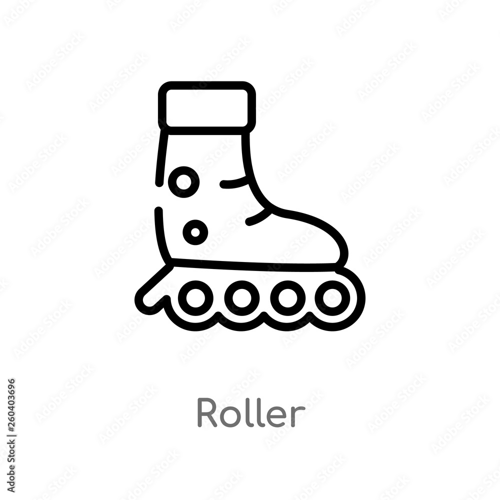 Aufkleber outline roller vector icon. isolated black simple line element illustration from free time concept. 
