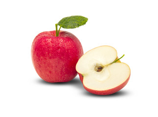 Fresh red apple isolated on  the white background. With clipping path.