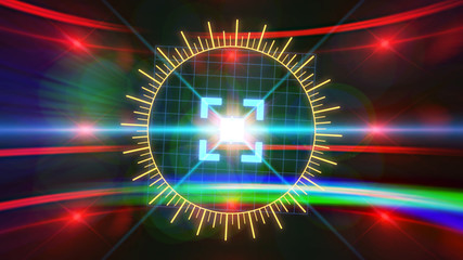 Futuristic HUD sight on an abstract background with highlights.
