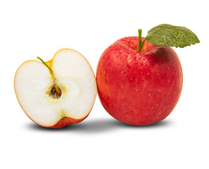 Fresh red apple isolated on  the white background. With clipping path.