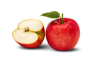 Fresh red apple isolated on  the white background. With clipping path.