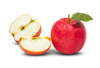 Fresh red apple isolated on  the white background. With clipping path.