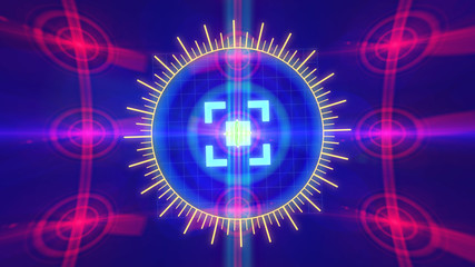 Futuristic HUD sight on an abstract background with highlights.