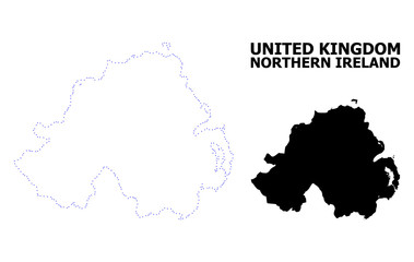 Fototapeta premium Vector Contour Dotted Map of Northern Ireland with Name
