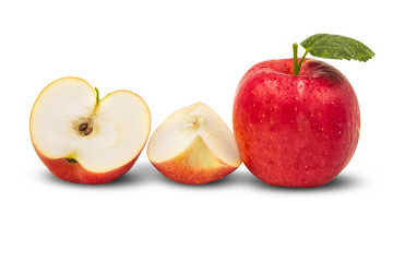Fresh red apple isolated on  the white background. With clipping path.