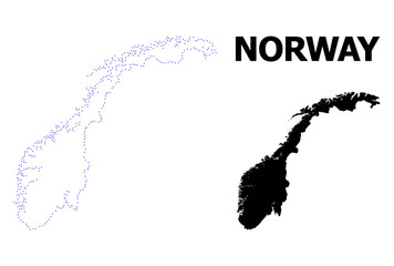 Vector Contour Dotted Map of Norway with Caption