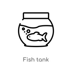 outline fish tank vector icon. isolated black simple line element illustration from free time concept. editable vector stroke fish tank icon on white background