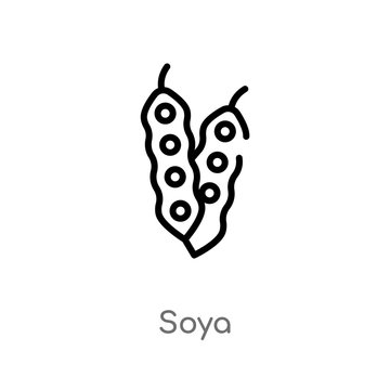 Outline Soya Vector Icon. Isolated Black Simple Line Element Illustration From Food And Restaurant Concept. Editable Vector Stroke Soya Icon On White Background