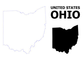 Vector Contour Dotted Map of Ohio State with Caption