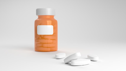 White pills in orange pill bottle