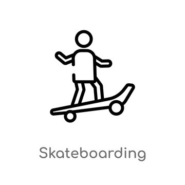outline skateboarding vector icon. isolated black simple line element illustration from free time concept. editable vector stroke skateboarding icon on white background
