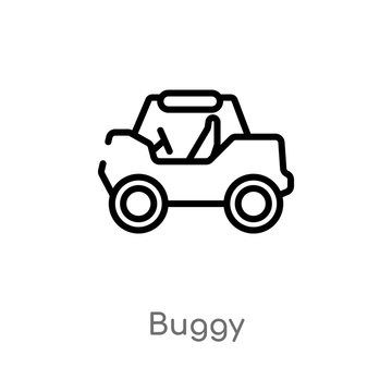 outline buggy vector icon. isolated black simple line element illustration from free time concept. editable vector stroke buggy icon on white background