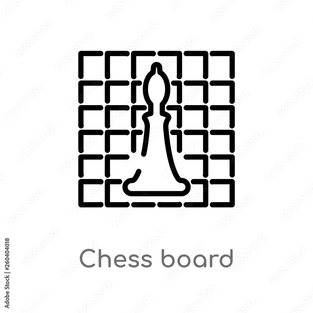 Poster outline chess board vector icon. isolated black simple line element illustration from hobbies concep