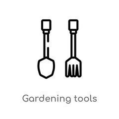 outline gardening tools vector icon. isolated black simple line element illustration from hobbies concept. editable vector stroke gardening tools icon on white background