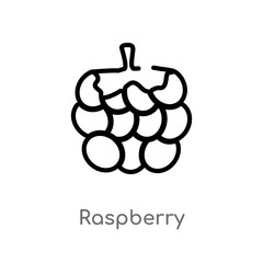 outline raspberry vector icon. isolated black simple line element illustration from fruits concept. editable vector stroke raspberry icon on white background
