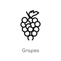 outline grapes vector icon. isolated black simple line element illustration from fruits concept. editable vector stroke grapes icon on white background