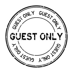 Grunge black guest only word round rubber seal stamp on white background
