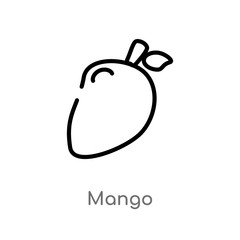 outline mango vector icon. isolated black simple line element illustration from fruits concept. editable vector stroke mango icon on white background