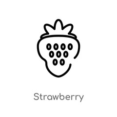 outline strawberry vector icon. isolated black simple line element illustration from fruits concept. editable vector stroke strawberry icon on white background