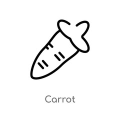 outline carrot vector icon. isolated black simple line element illustration from fruits concept. editable vector stroke carrot icon on white background