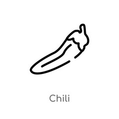 outline chili vector icon. isolated black simple line element illustration from fruits concept. editable vector stroke chili icon on white background