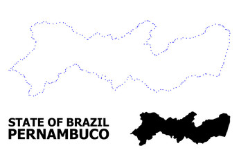Vector Contour Dotted Map of Pernambuco State with Caption
