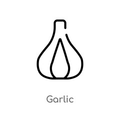 outline garlic vector icon. isolated black simple line element illustration from fruits concept. editable vector stroke garlic icon on white background