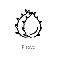 outline pitaya vector icon. isolated black simple line element illustration from fruits concept. editable vector stroke pitaya icon on white background