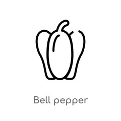 outline bell pepper vector icon. isolated black simple line element illustration from fruits concept. editable vector stroke bell pepper icon on white background