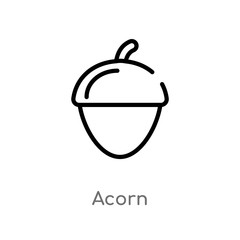 outline acorn vector icon. isolated black simple line element illustration from fruits concept. editable vector stroke acorn icon on white background