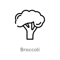 outline broccoli vector icon. isolated black simple line element illustration from fruits concept. editable vector stroke broccoli icon on white background