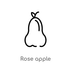 outline rose apple vector icon. isolated black simple line element illustration from fruits concept. editable vector stroke rose apple icon on white background