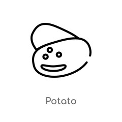 outline potato vector icon. isolated black simple line element illustration from fruits concept. editable vector stroke potato icon on white background