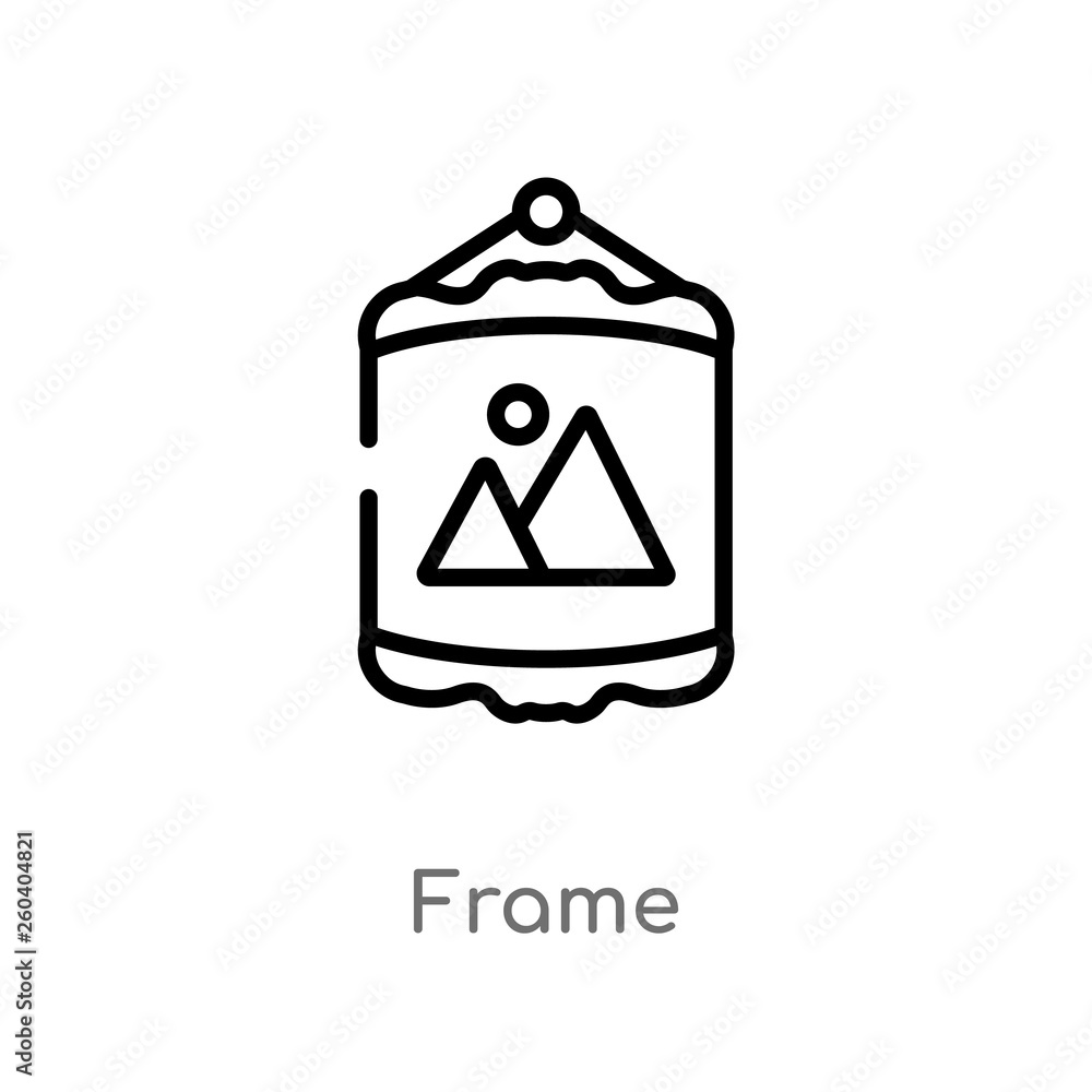 Poster outline frame vector icon. isolated black simple line element illustration from furniture concept. e