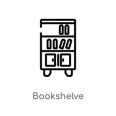 outline bookshelve vector icon. isolated black simple line element illustration from furniture concept. editable vector stroke bookshelve icon on white background