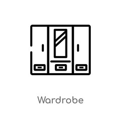 outline wardrobe vector icon. isolated black simple line element illustration from furniture concept. editable vector stroke wardrobe icon on white background
