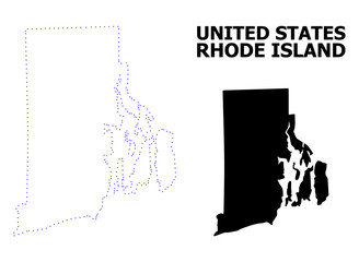 Vector Contour Dotted Map of Rhode Island State with Name